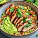 Grilled Chicken Quinoa Bowls with Avocado Sauce Delight!