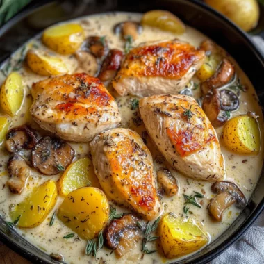 Herb Roasted Chicken in Creamy White Wine Sauce