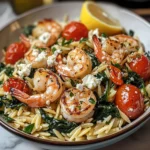 Lemon Feta Orzo Shrimp