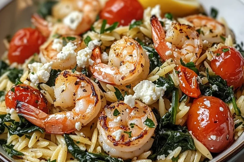Lemon Feta Orzo Shrimp