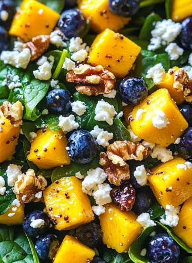Mango Salad with Spinach and Blueberries