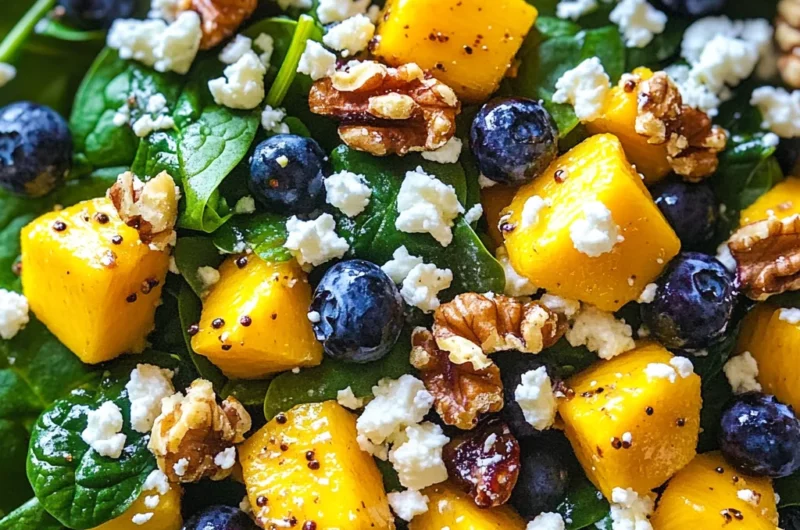 Mango Salad with Spinach and Blueberries