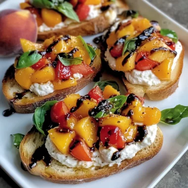 Quick Peach Bruschetta with Whipped Ricotta