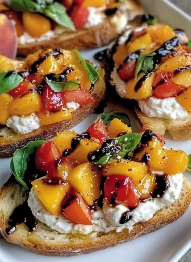 Quick Peach Bruschetta with Whipped Ricotta