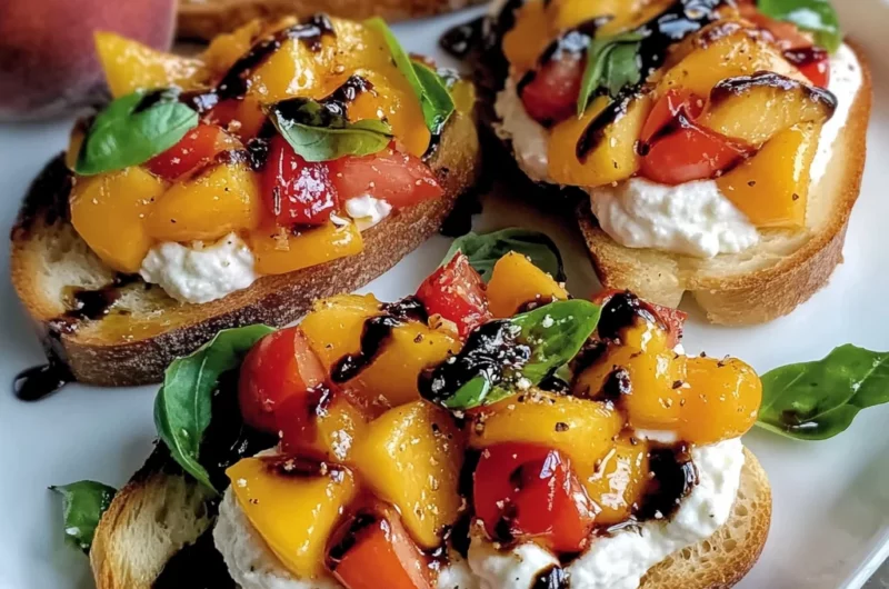 Quick Peach Bruschetta with Whipped Ricotta