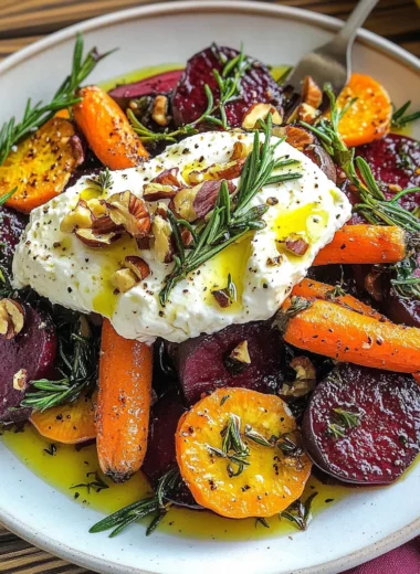 Roasted Beets and Carrots Salad with Burrata