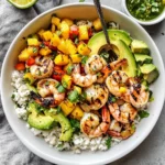 Shrimp and Avocado Bowls with Mango Salsa & Lime-Chili Sauce