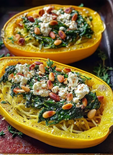 Spinach Stuffed Spaghetti Squash