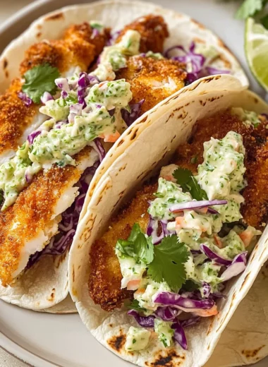 Air Fryer Fish Tacos with Cilantro Lime Slaw