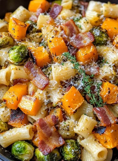 Bacon Brussels Sprouts Butternut Squash Pasta