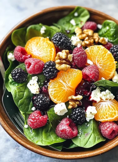 Berry Orange Spinach Salad with Citrus Balsamic Vinaigrette
