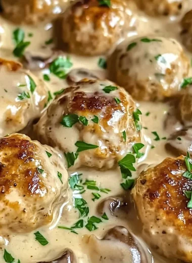 Creamy Mushroom Chicken Meatballs (30-Minutes)