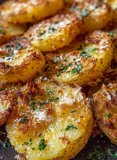 Crispy Garlic Butter Parmesan Smashed Potatoes