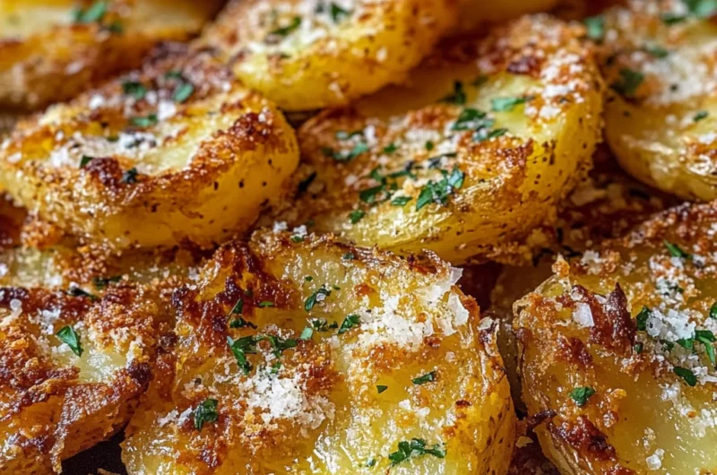 Crispy Garlic Butter Parmesan Smashed Potatoes