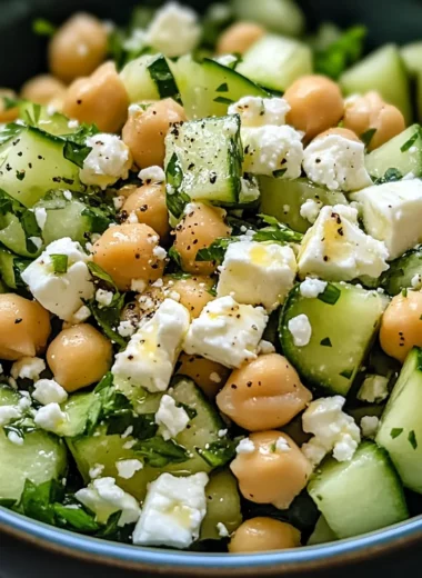 Cucumber Chickpea Feta Lemon