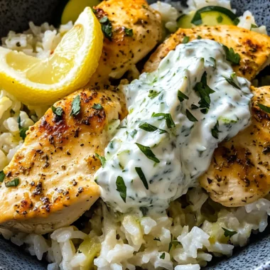 Easy Chicken Tzatziki Rice Bake