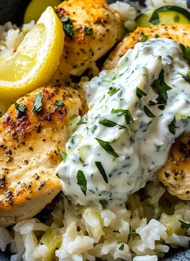 Easy Chicken Tzatziki Rice Bake