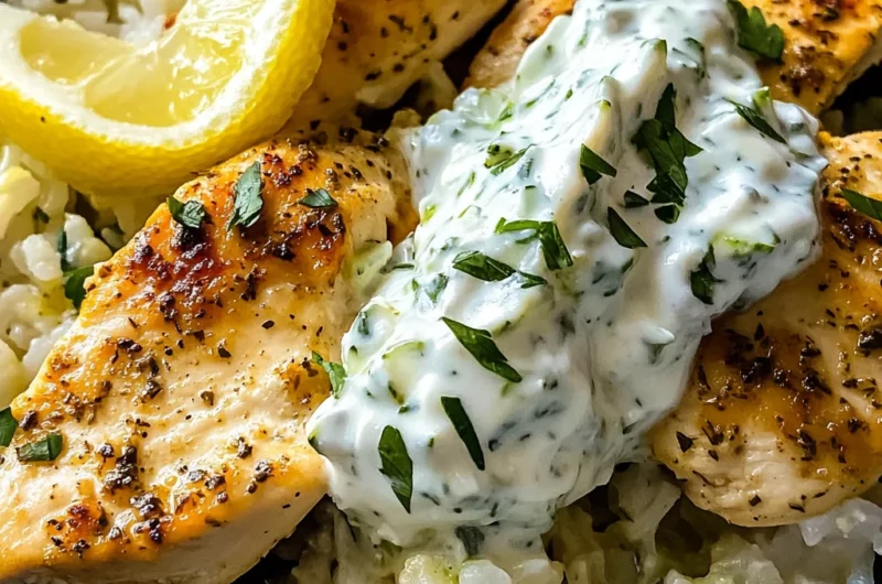 Easy Chicken Tzatziki Rice Bake