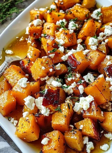 Easy Roasted Butternut Squash with Honey and Feta Recipe