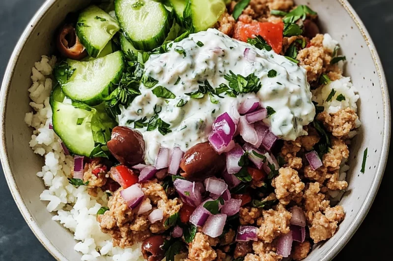 Healthy Greek Ground Chicken Bowls