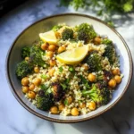 Lemon Couscous with Roasted Broccoli and Chickpeas