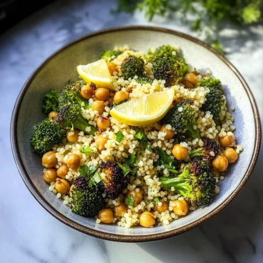 Lemon Couscous with Roasted Broccoli and Chickpeas