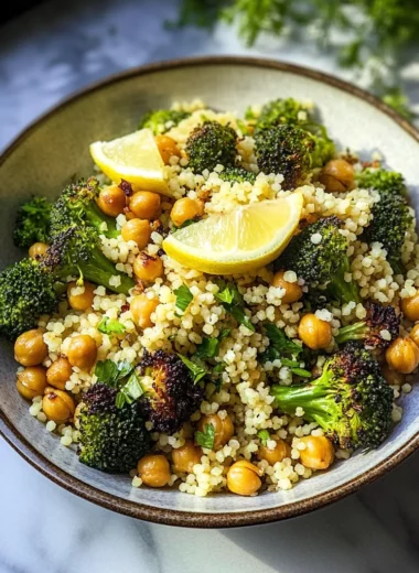 Lemon Couscous with Roasted Broccoli and Chickpeas