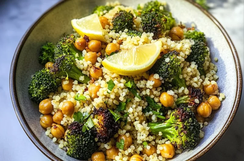 Lemon Couscous with Roasted Broccoli and Chickpeas