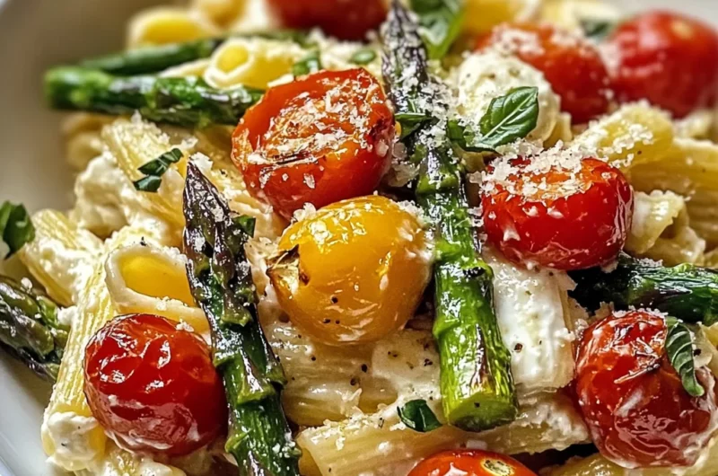 Lemony Ricotta Pasta with Roasted Asparagus and Burst Tomatoes recipe