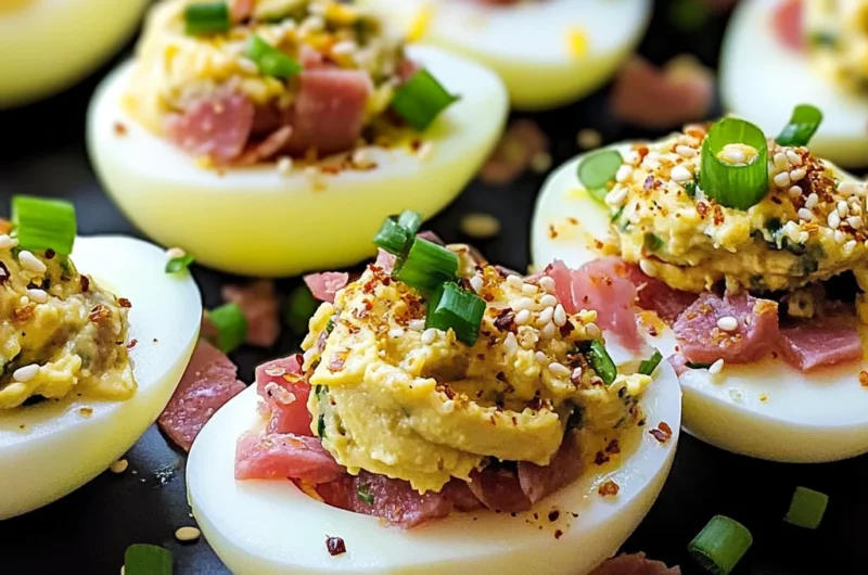 Muffuletta Deviled Eggs