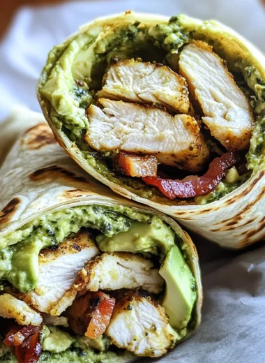 Pesto Chicken and Avocado Bacon Salad Wraps