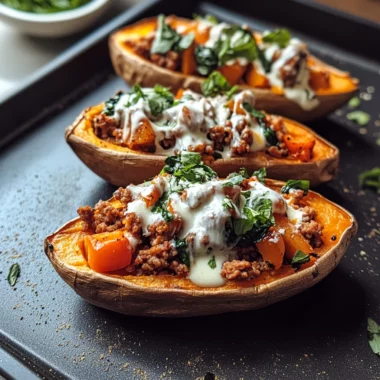 Protein loaded sweet potato boats