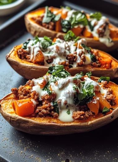 Protein loaded sweet potato boats