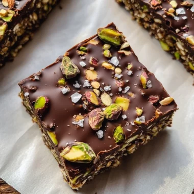 Salted Dark Chocolate Pistachio Quinoa Crunch Bars