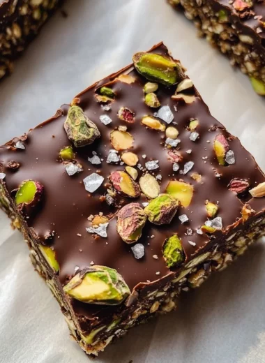 Salted Dark Chocolate Pistachio Quinoa Crunch Bars
