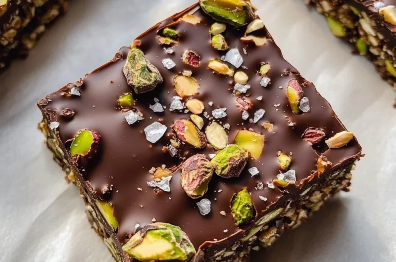 Salted Dark Chocolate Pistachio Quinoa Crunch Bars