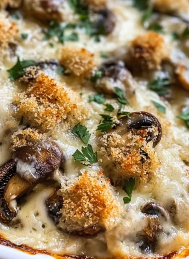 Baked Cheesy Mushrooms Casserole