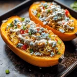 Buffalo Chicken Stuffed Spaghetti Squash