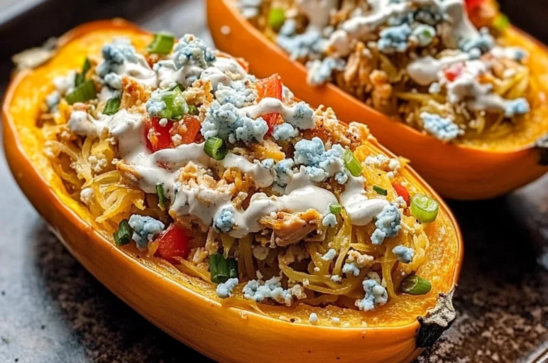 Buffalo Chicken Stuffed Spaghetti Squash