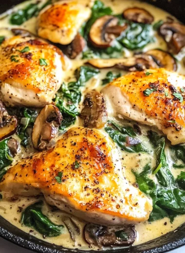 Chicken Spinach and Mushroom Low Carb Oven Dish