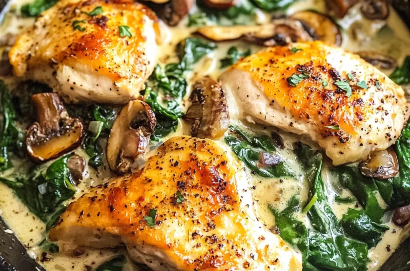 Chicken Spinach and Mushroom Low Carb Oven Dish