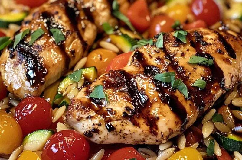 Easy Balsamic Chicken & Veggie Orzo