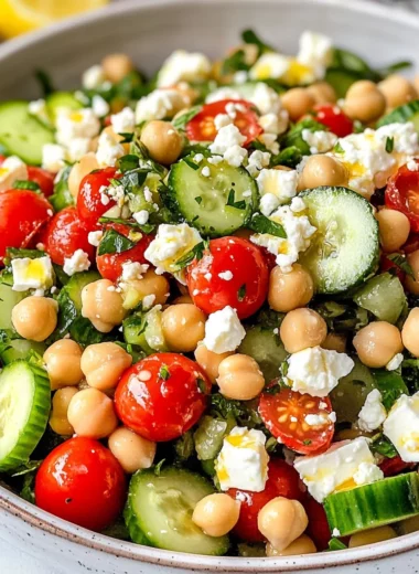 Easy Chickpea Cucumber Salad with Feta and Tomatoes