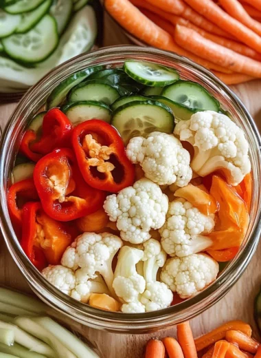 Easy Refrigerator Pickled Vegetables (Crunchy & Tangy!)
