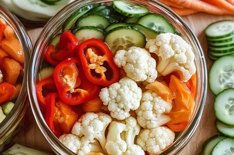 Easy Refrigerator Pickled Vegetables (Crunchy & Tangy!)