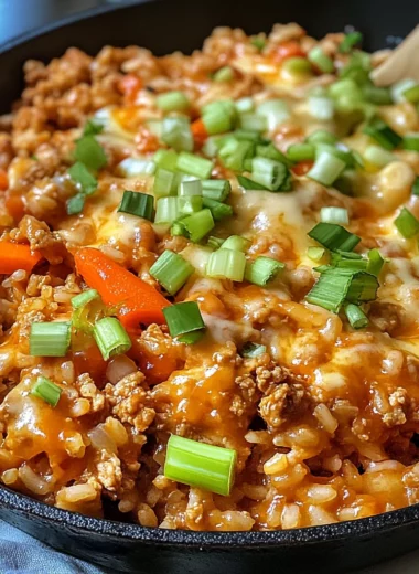 Lighter Buffalo Chicken and Rice Skillet