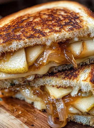 Pear & Apple Grilled Cheese With Caramelized Onions