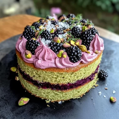 Pistachio and Blackberry Olive Oil Cake