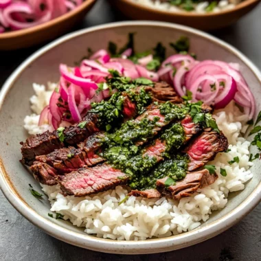Skirt Steak Rice Bowls with Chimichurri Sauce