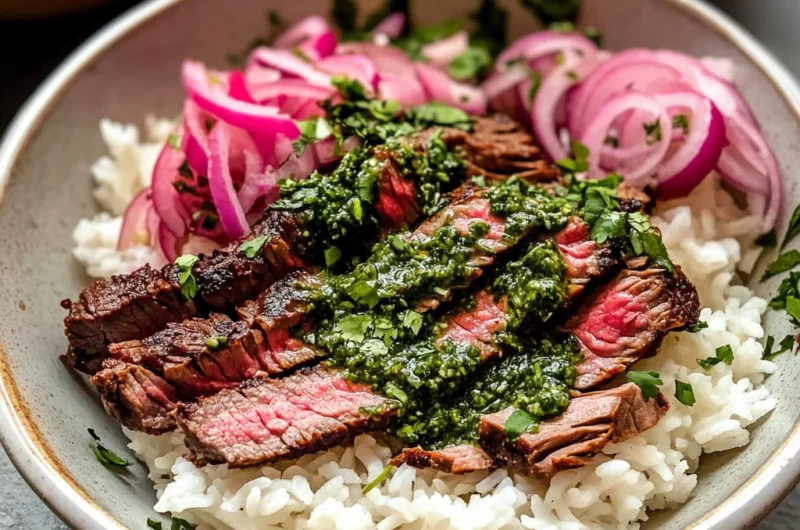 Skirt Steak Rice Bowls with Chimichurri Sauce
